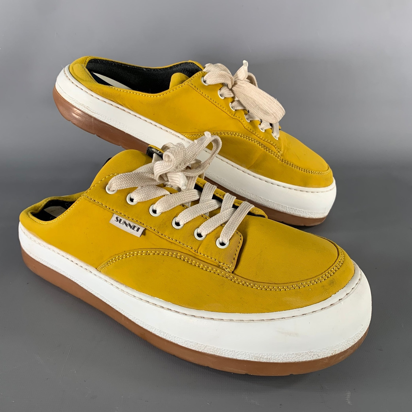 Sunnei Size 11 Yellow White Slip On Sneakers
